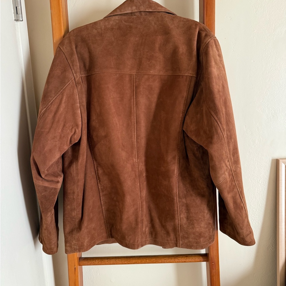 Oversized Brown Suede Jacket S - Picture 7 of 8